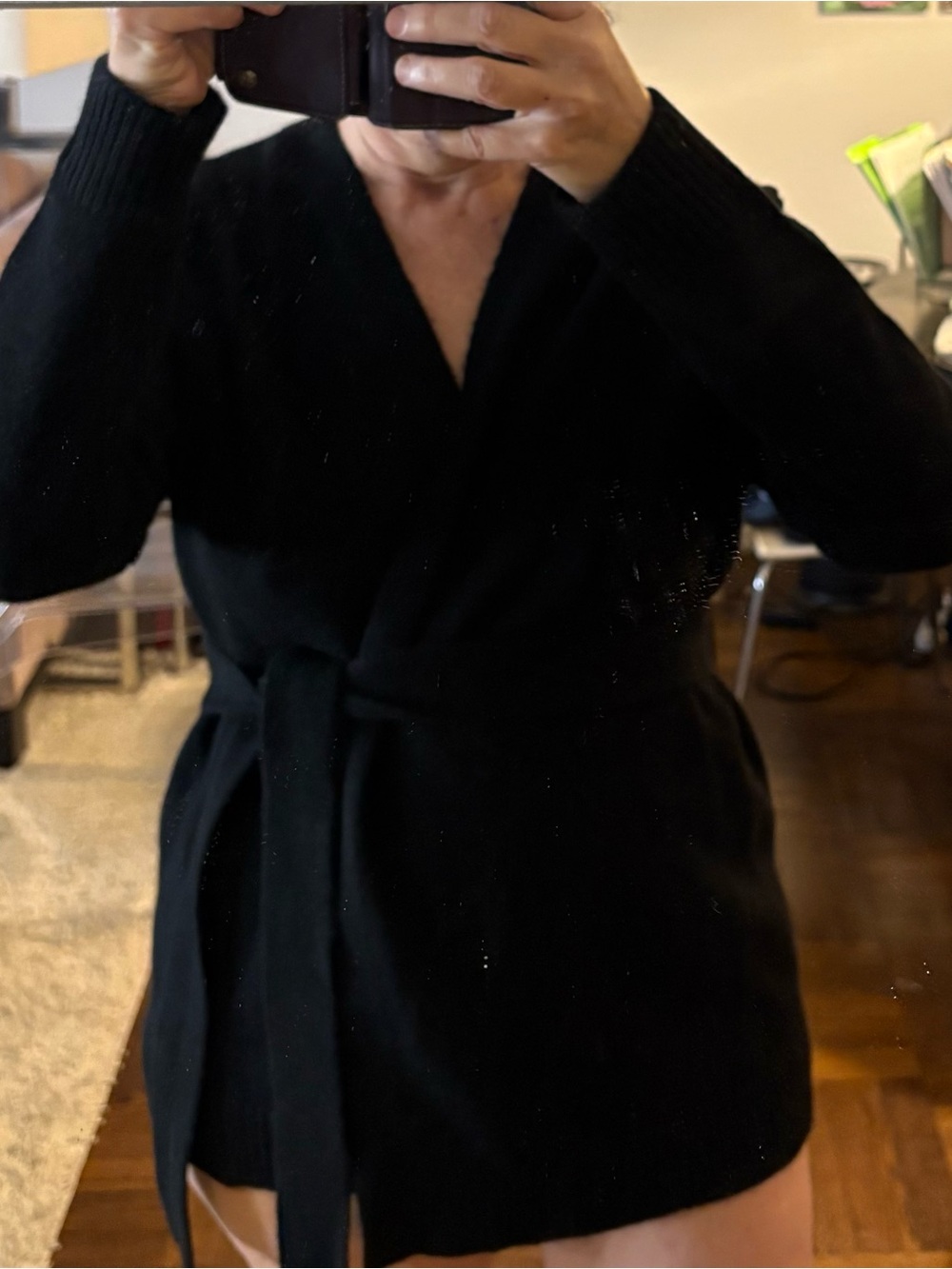 Vanessa Bruno Sixtine Black Yak Wool Belted Cardigan Size M — NWT